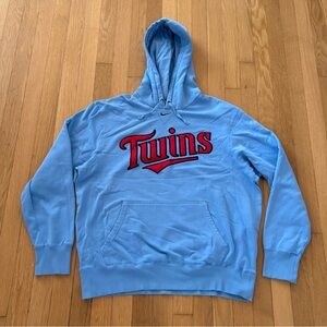 Vintage Nike Center Swoosh Hoodie Minnesota Twins Embroidered Light Blue XL